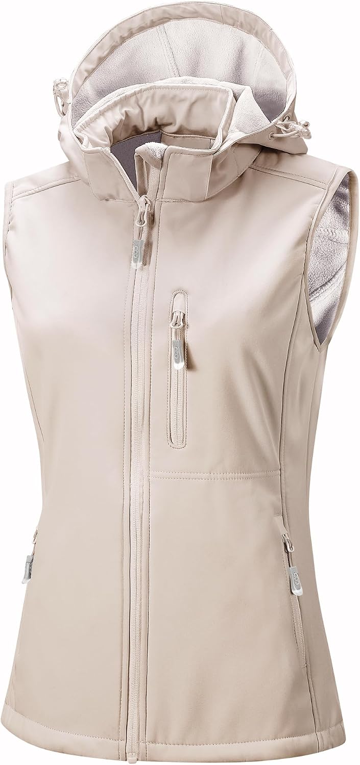 Hooded Lightweight Softshell Vest Fleece Lined Windproof image 1